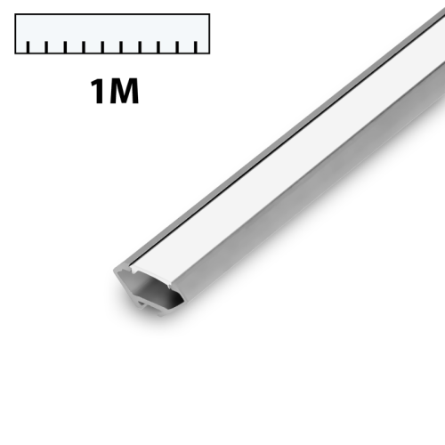 Profil LED PCV CORNER szary 1m klosz mleczny 4857