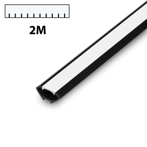 Profil LED PCV CORNER czarny 2m klosz mleczny 6845