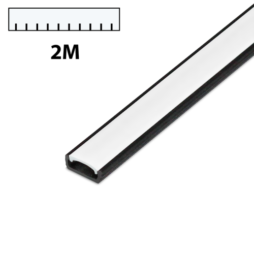 Profil LED PCV SLIM czarny 2m klosz mleczny 6868 