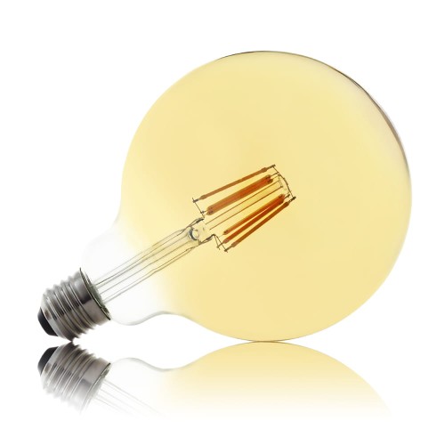 Żarówka LED filament E27 G125 duża bańka 8W=80W biała ciepła AMBER