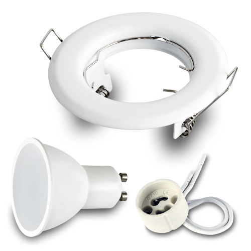  Komplet Oprawa wpuszczana stropowa RIK-15 biały + GU10 7W 3000K