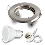  Komplet Oprawa wpuszczana stropowa RIK-15 inox + GU10 7W 3000K