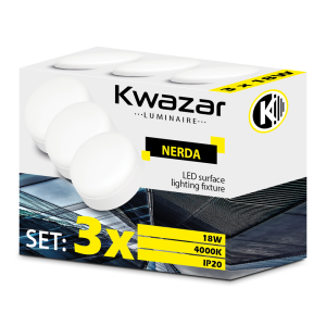 ZESTAW 3x Okrągły natynkowy panel LED 18W NERDA
