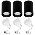 Zestaw 3x Spot sufitowy tuba VAX czarny + żarówka GU10 7W 4000K