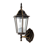 KINKIET ZEWNĘTRZNY LAMPA OGRODOWA ŚCIENNA E27 czarno-złoty KB01